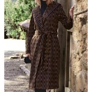 Soft Surroundings Chamonix Duster Black Brown Chevron -Large -New w/Tags